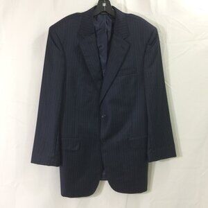 Jos A Bank Suit Jacket Black Pinstripe Blazer 2 Button 100% Wool Size 41L